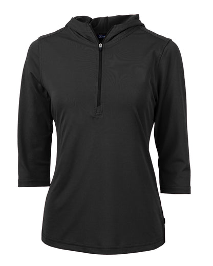 Cutter & Buck Virtue Recycled Featherlight Pique Womens Half Zip Hooded Pullover