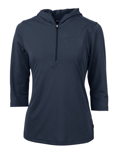 Cutter & Buck Virtue Recycled Featherlight Pique Womens Half Zip Hooded Pullover