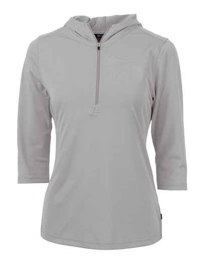 Cutter & Buck Virtue Recycled Featherlight Pique Womens Half Zip Hooded Pullover