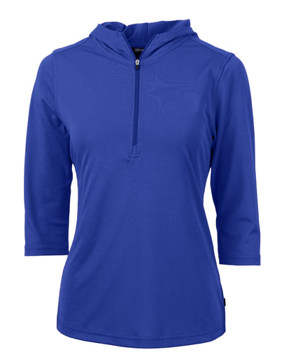 Cutter & Buck Virtue Recycled Featherlight Pique Womens Half Zip Hooded Pullover