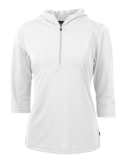 Cutter & Buck Virtue Recycled Featherlight Pique Womens Half Zip Hooded Pullover