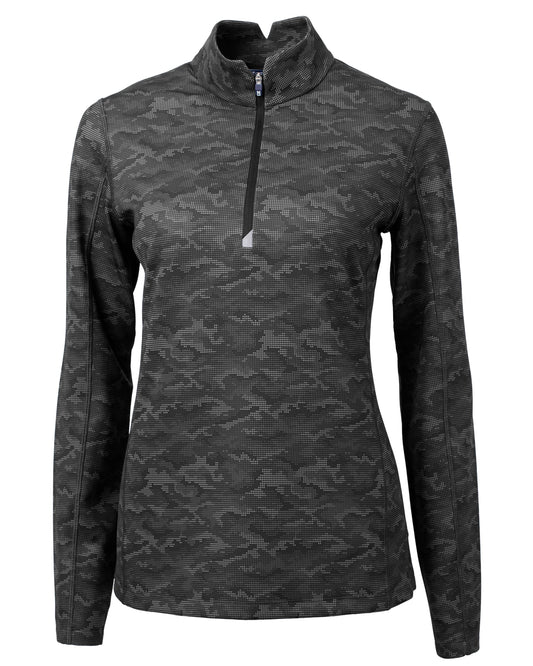 Cutter & Buck Traverse Recycled Stretch Camo Print Womens Quarter Zip