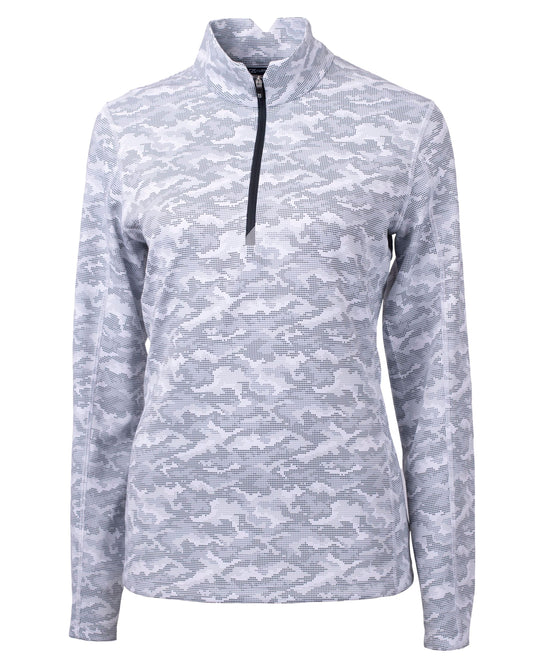 Cutter & Buck Traverse Recycled Stretch Camo Print Womens Quarter Zip