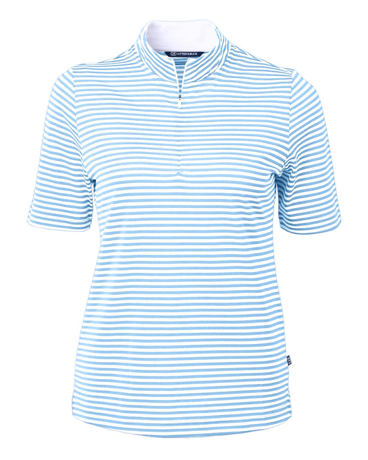 Cutter & Buck Virtue Recycled Stripe Featherlight Pique Womens Half Zip