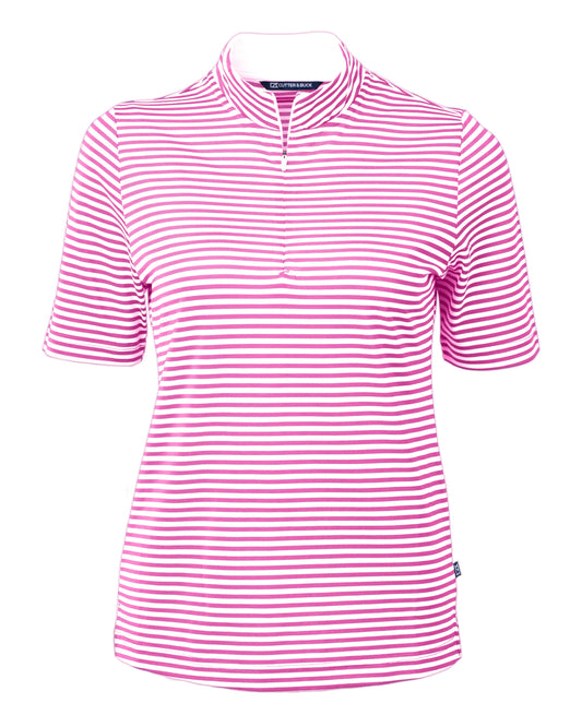 Cutter & Buck Virtue Recycled Stripe Featherlight Pique Womens Half Zip