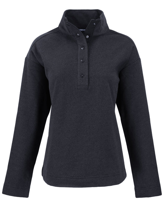Cutter & Buck Hunts Point Recycled Fleece Womens Hybrid Snap Placket Pullover