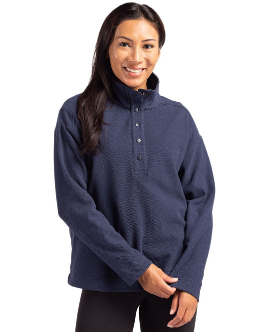 Cutter & Buck Hunts Point Eco Textured Fleece Recycled Womens Snap Pullover - LCK00180