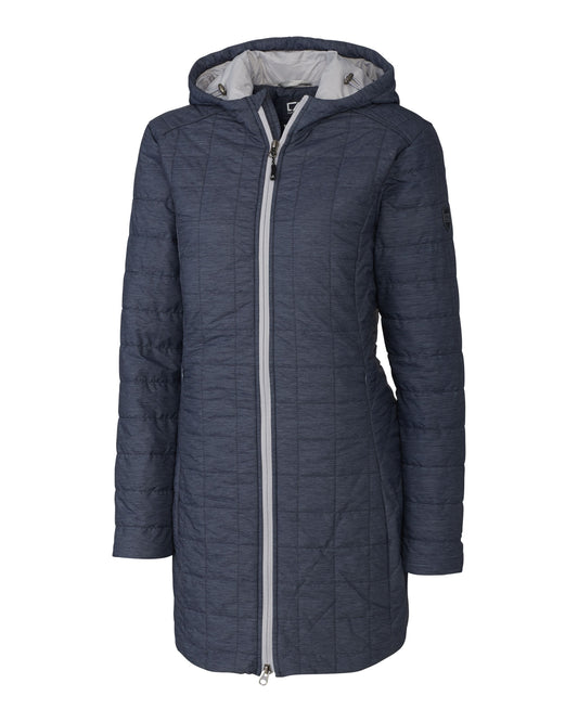 Cutter & Buck Rainier Recycled Insulated Puffer Womens Full Zip Hooded Long Coat