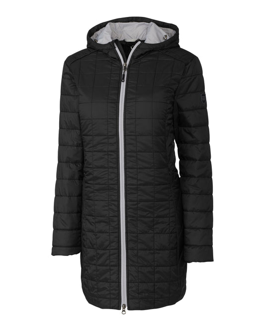 Cutter & Buck Rainier Recycled Insulated Puffer Womens Full Zip Hooded Long Coat