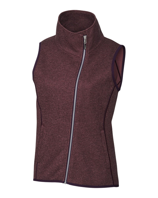 Cutter & Buck Mainsail Sweater-Knit Womens Full Zip Asymmetrical Vest