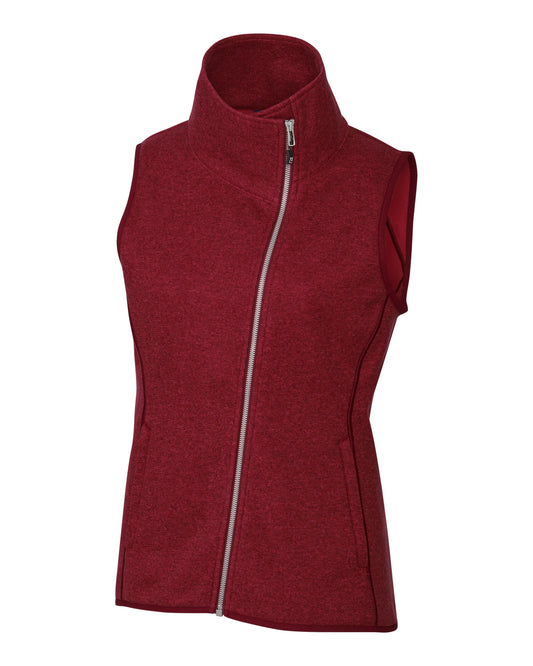 Cutter & Buck Mainsail Sweater-Knit Womens Full Zip Asymmetrical Vest