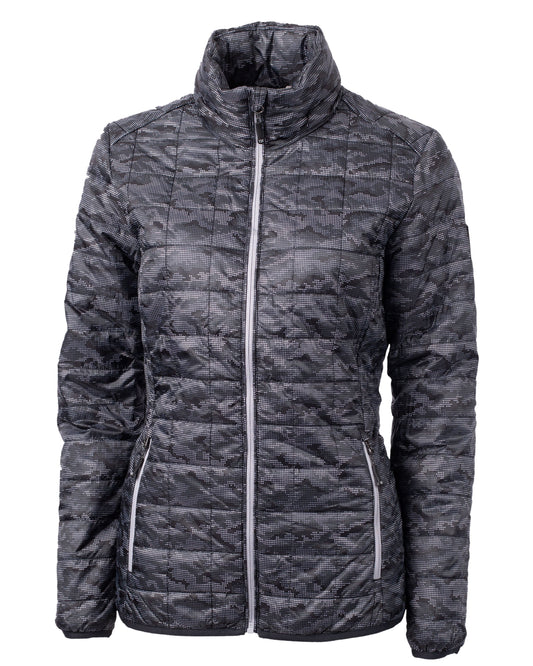Cutter & Buck Rainier Recycled Insulated Printed Puffer Womens Full Zip Jacket