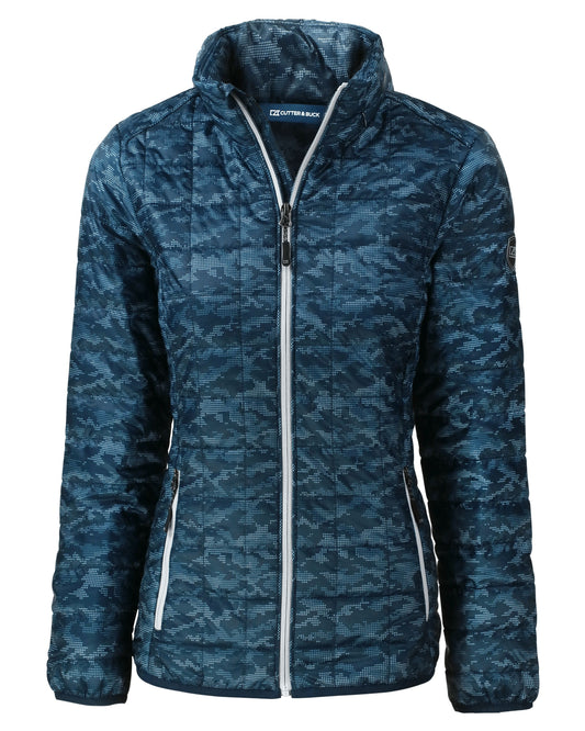 Cutter & Buck Rainier Recycled Insulated Printed Puffer Womens Full Zip Jacket