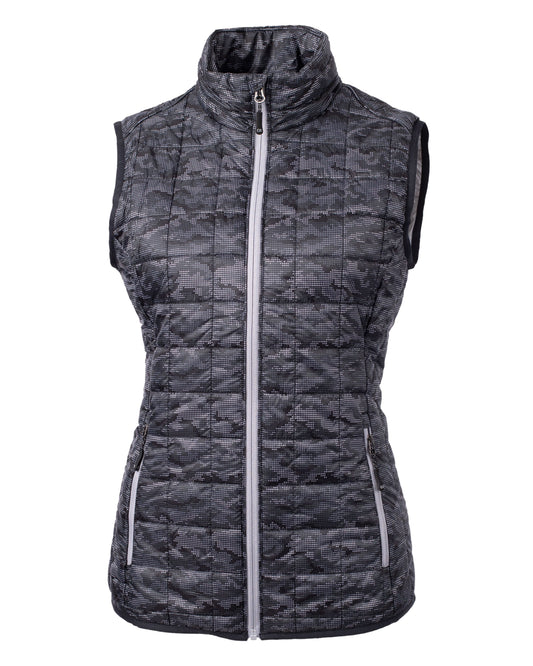 Cutter & Buck Rainier Recycled Insulated Printed Puffer Womens Full Zip Vest