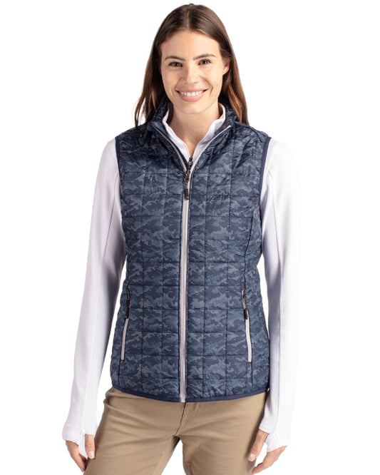 Cutter & Buck Rainier PrimaLoft® Womens Eco Insulated Full Zip Printed Puffer Vest - LCO00054