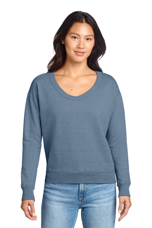 Port & Co™ Women's Beach Wash® Garment-Dyed V-Neck Sweatshirt