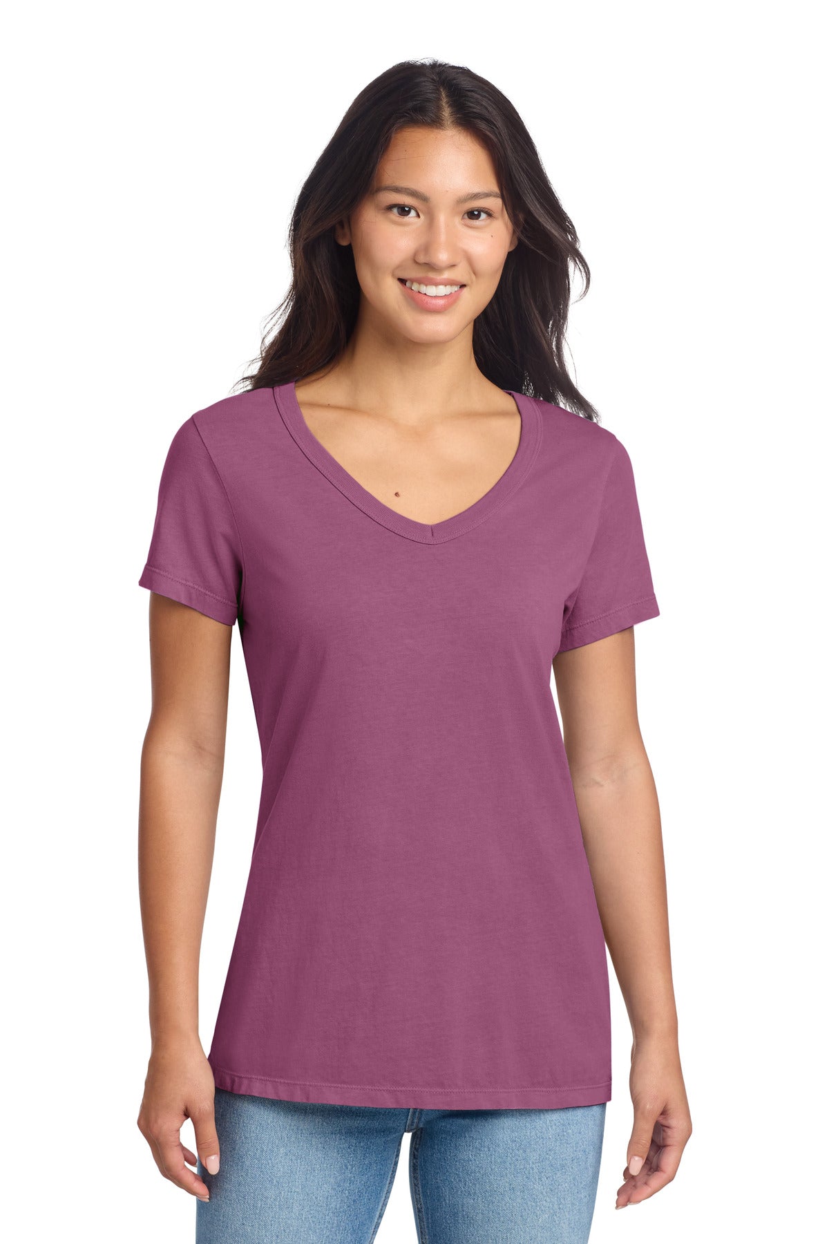 Port & Co™ Women's Beach Wash® Garment-Dyed V-Neck Tee