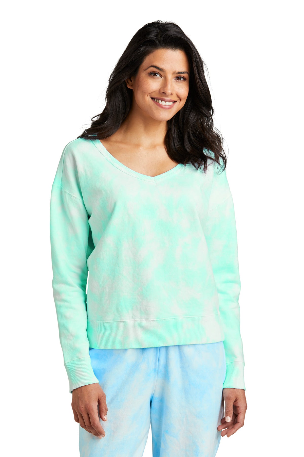 Port & Company? Women's Beach Wash? Cloud Tie-Dye V-Nec