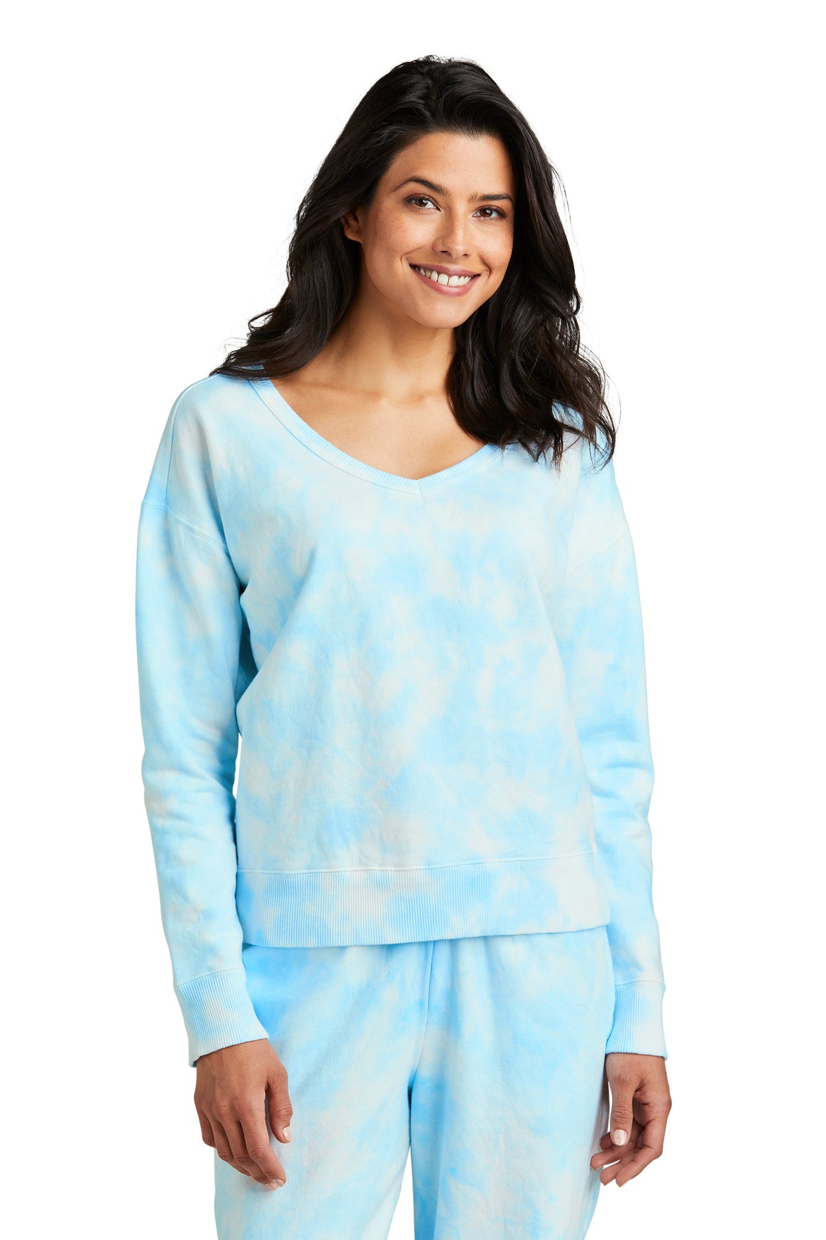 Port & Company? Women's Beach Wash? Cloud Tie-Dye V-Nec