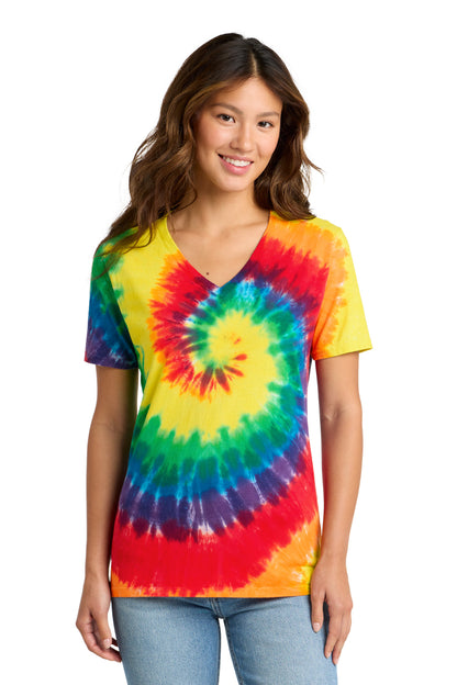 Port & Co™ Women's Tie-Dye V-Neck Tee