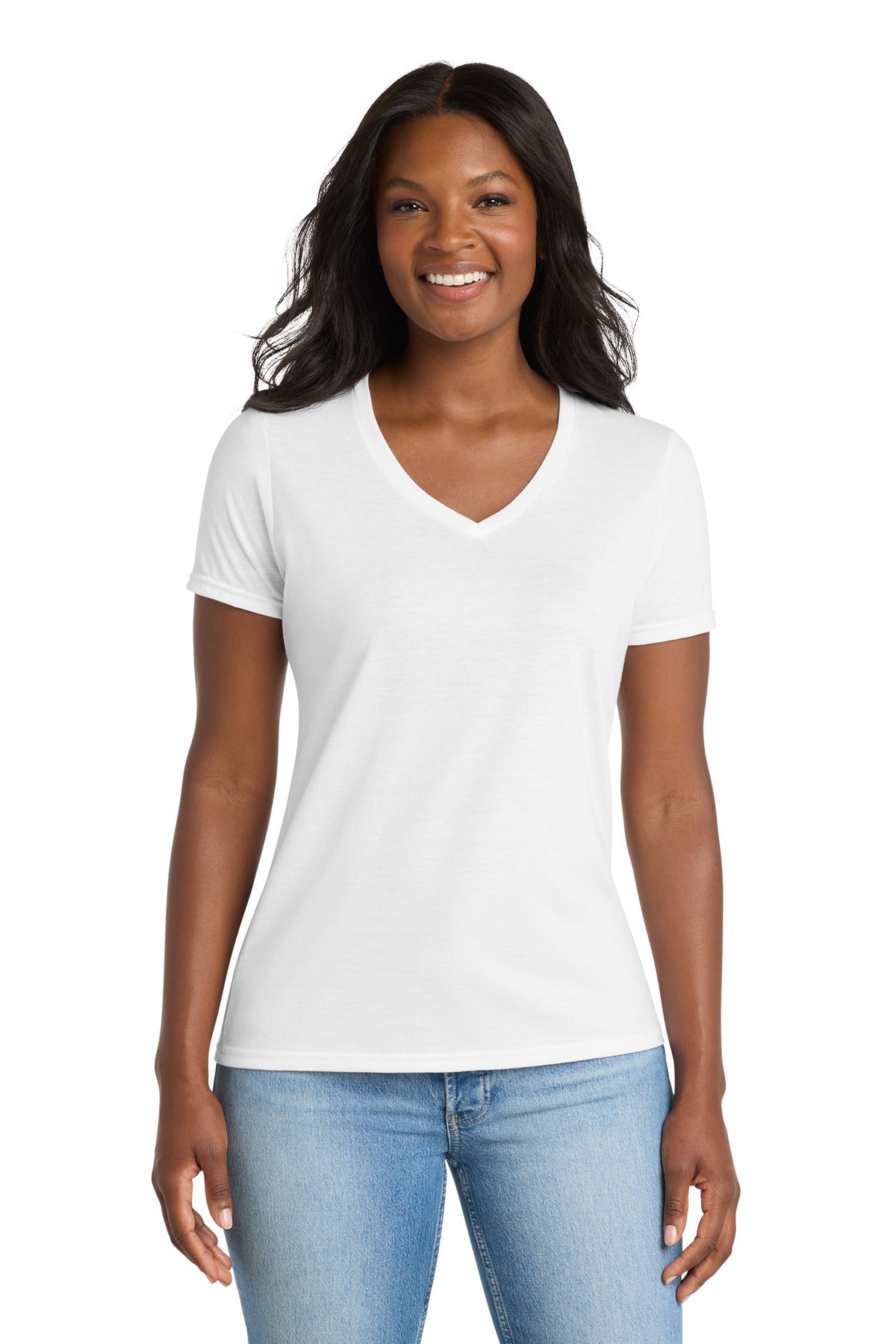 Port & Co™ Women's Performance Blend V-Neck Tee