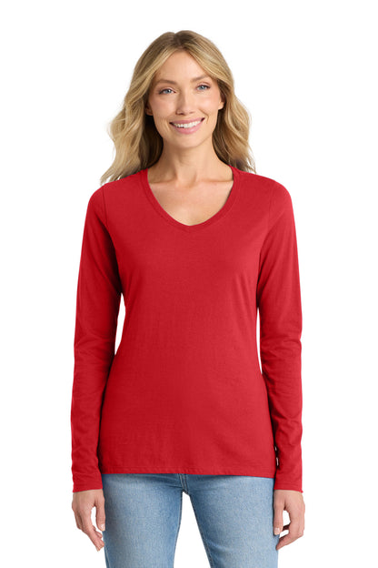 Port & Co™ Women's Long Sleeve Fan Favorite V-Neck Tee