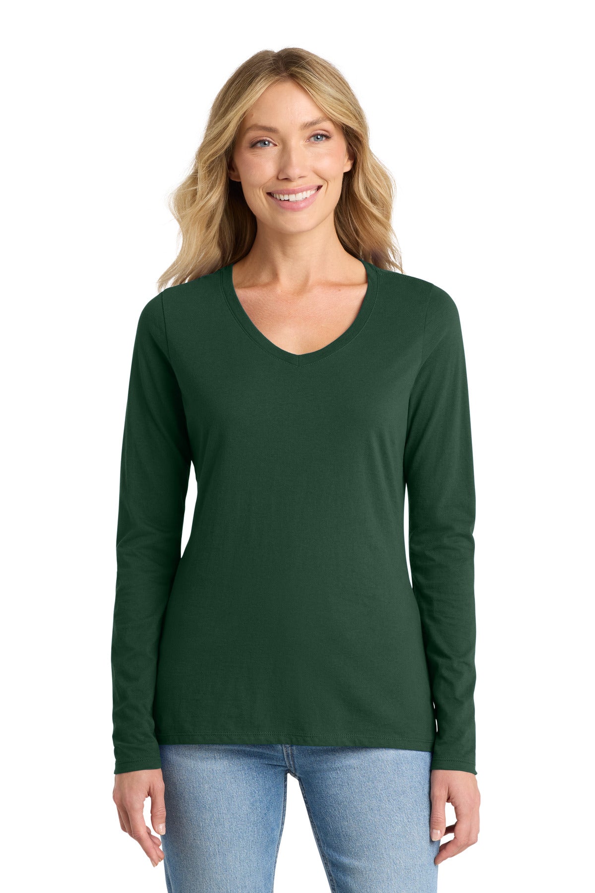 Port & Co™ Women's Long Sleeve Fan Favorite V-Neck Tee