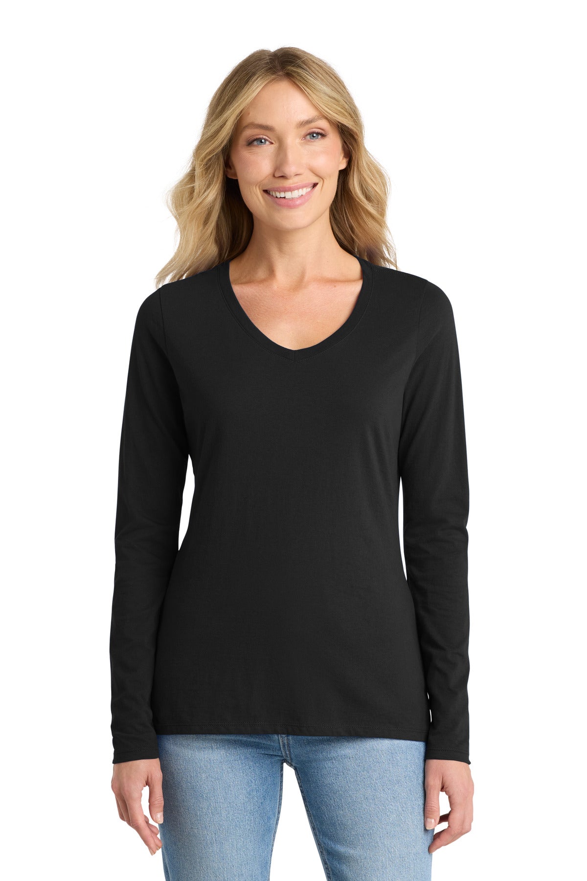 Port & Co™ Women's Long Sleeve Fan Favorite V-Neck Tee