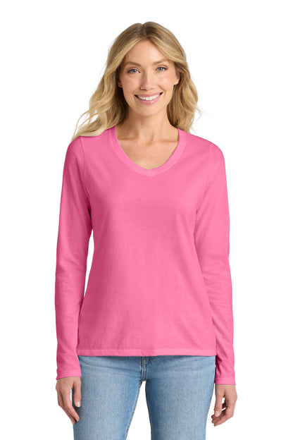 Port & Co™ Women's Long Sleeve Fan Favorite V-Neck Tee