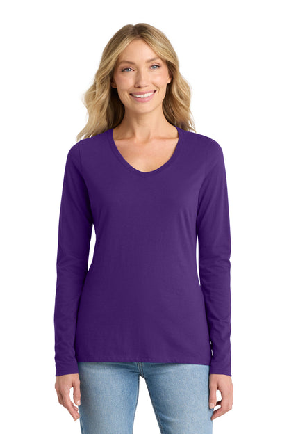 Port & Co™ Women's Long Sleeve Fan Favorite V-Neck Tee
