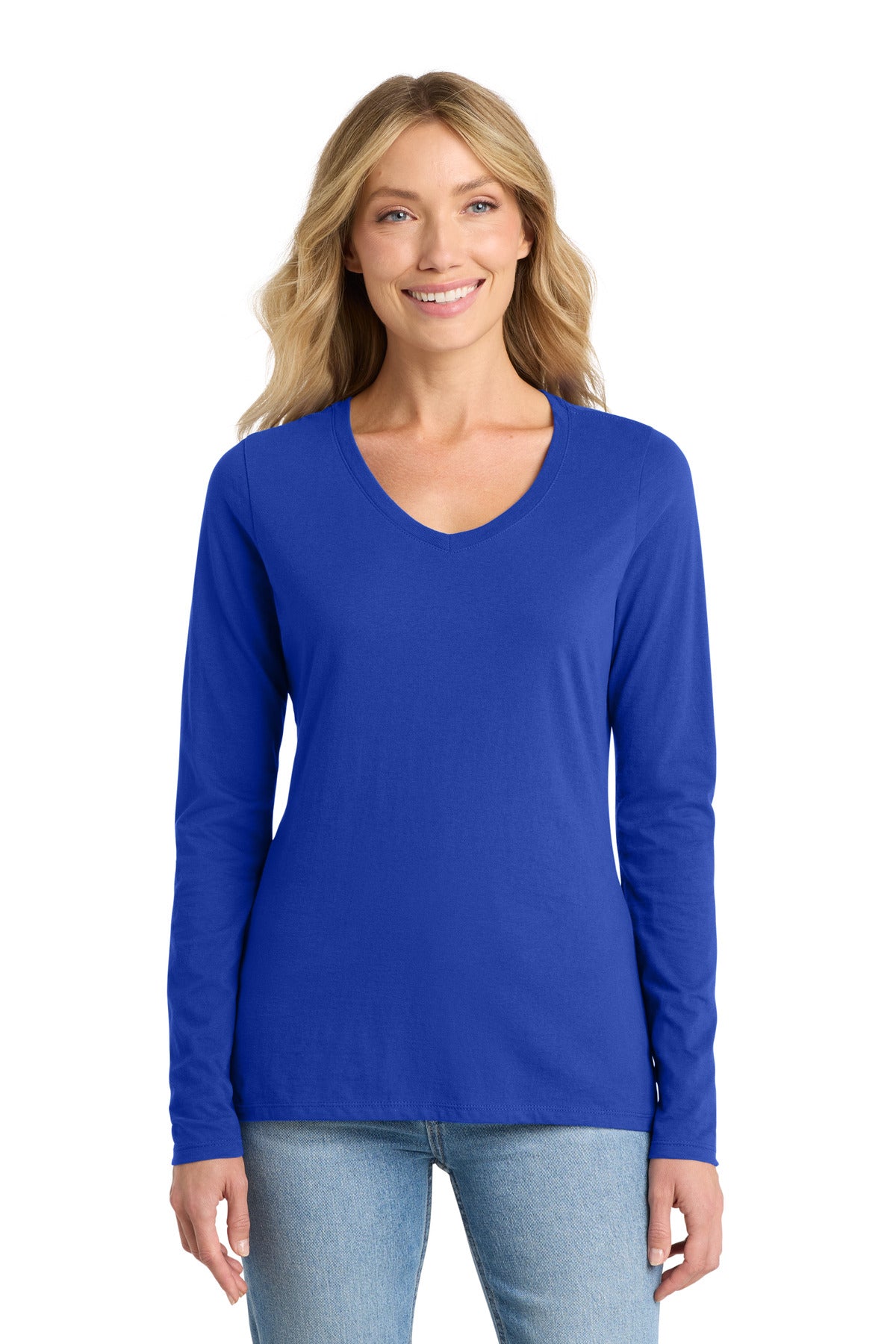 Port & Co™ Women's Long Sleeve Fan Favorite V-Neck Tee
