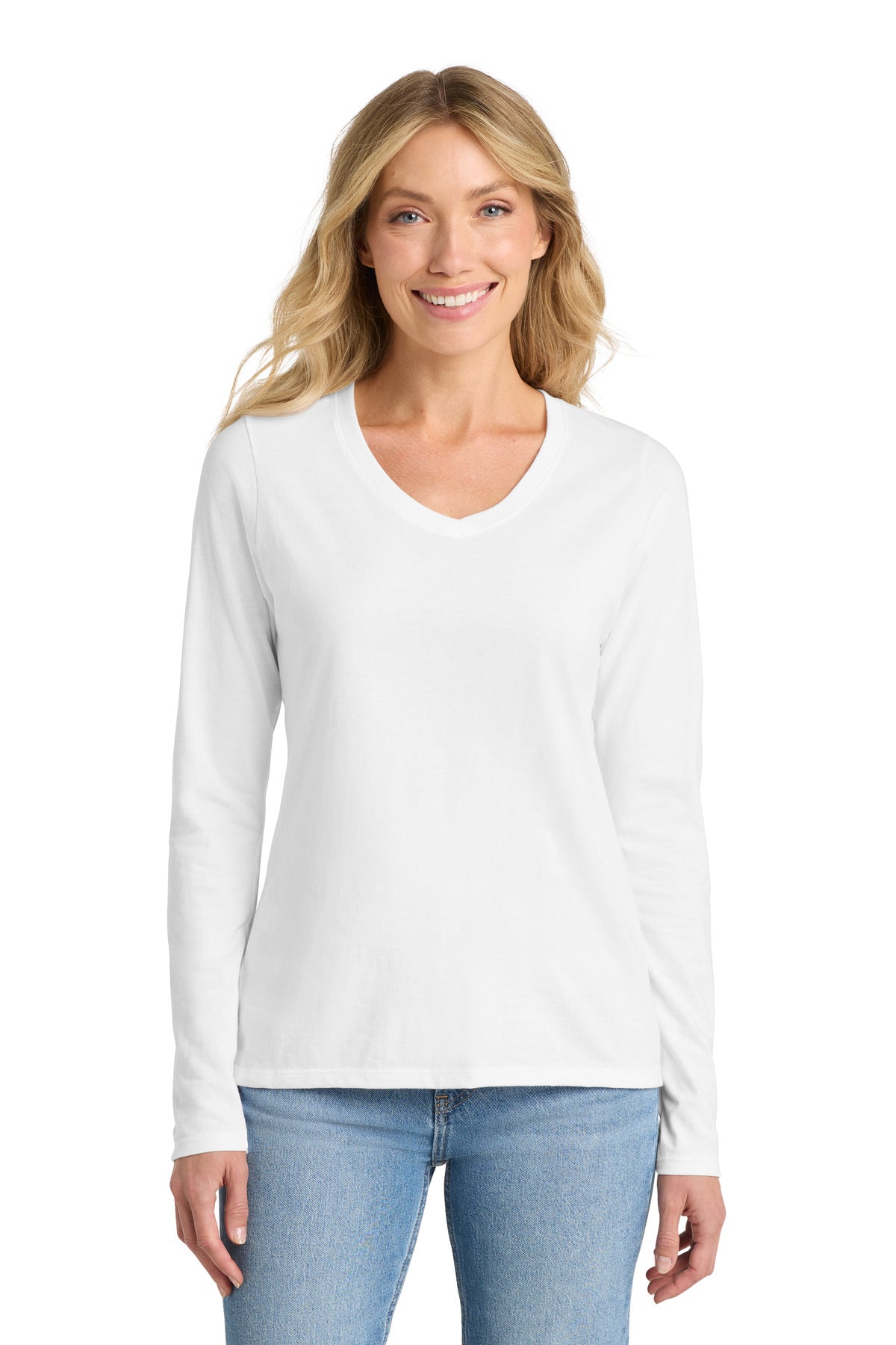 Port & Co™ Women's Long Sleeve Fan Favorite V-Neck Tee