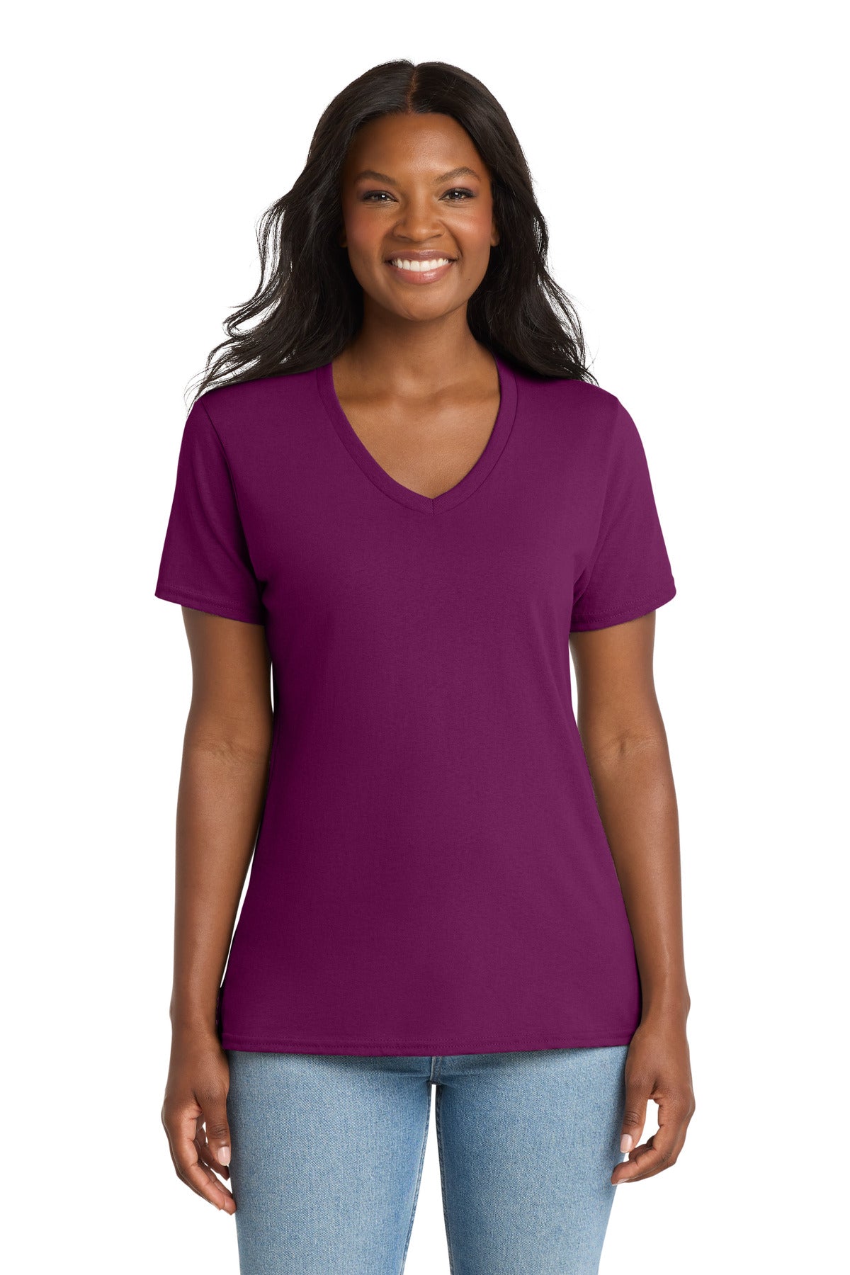Port & Co™ Women's Core Cotton V-Neck Tee