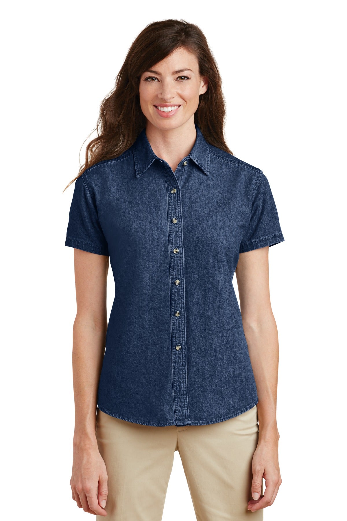 Port & Company? Women's Short Sleeve Value Denim Shirt.