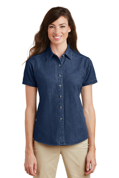 Port & Company? Women's Short Sleeve Value Denim Shirt.