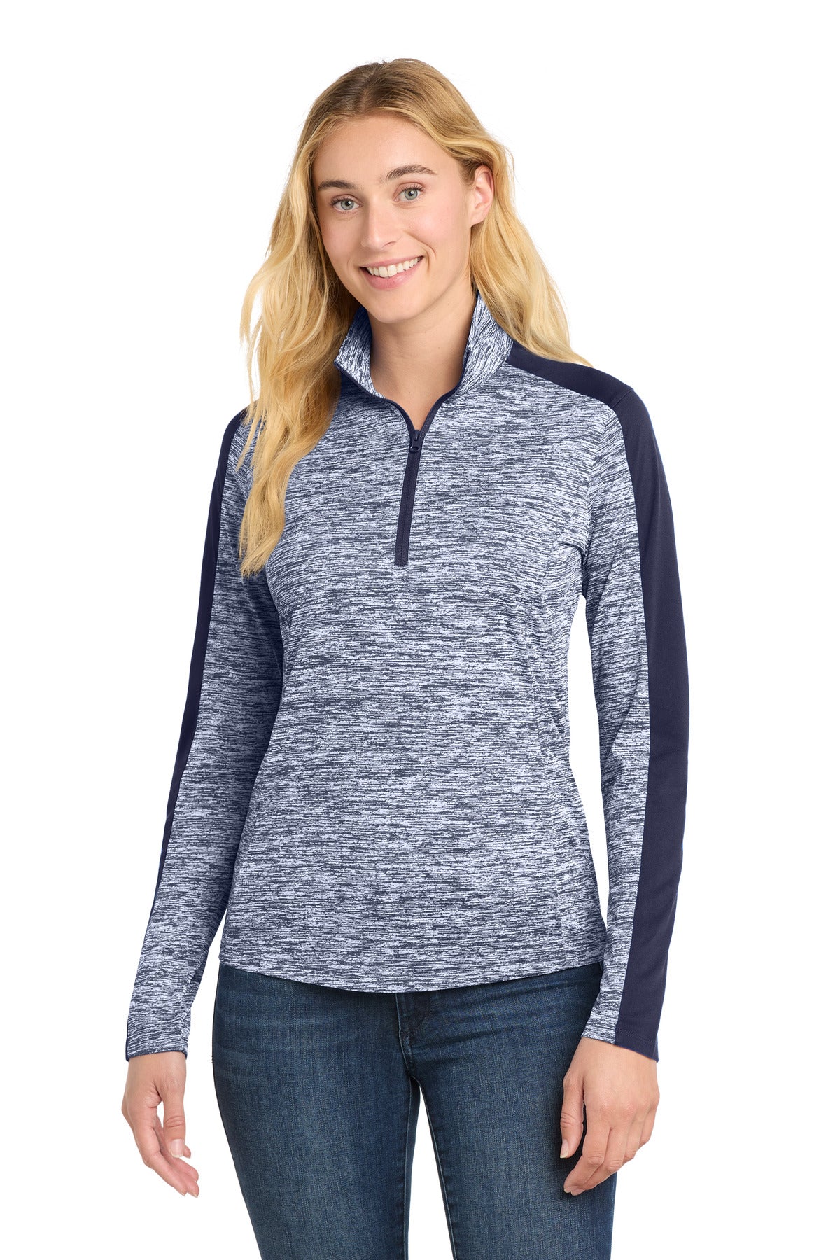 Sport-Tek® Women's PosiCharge® Electric Heather Colorblock 1/4-Zip Pullover