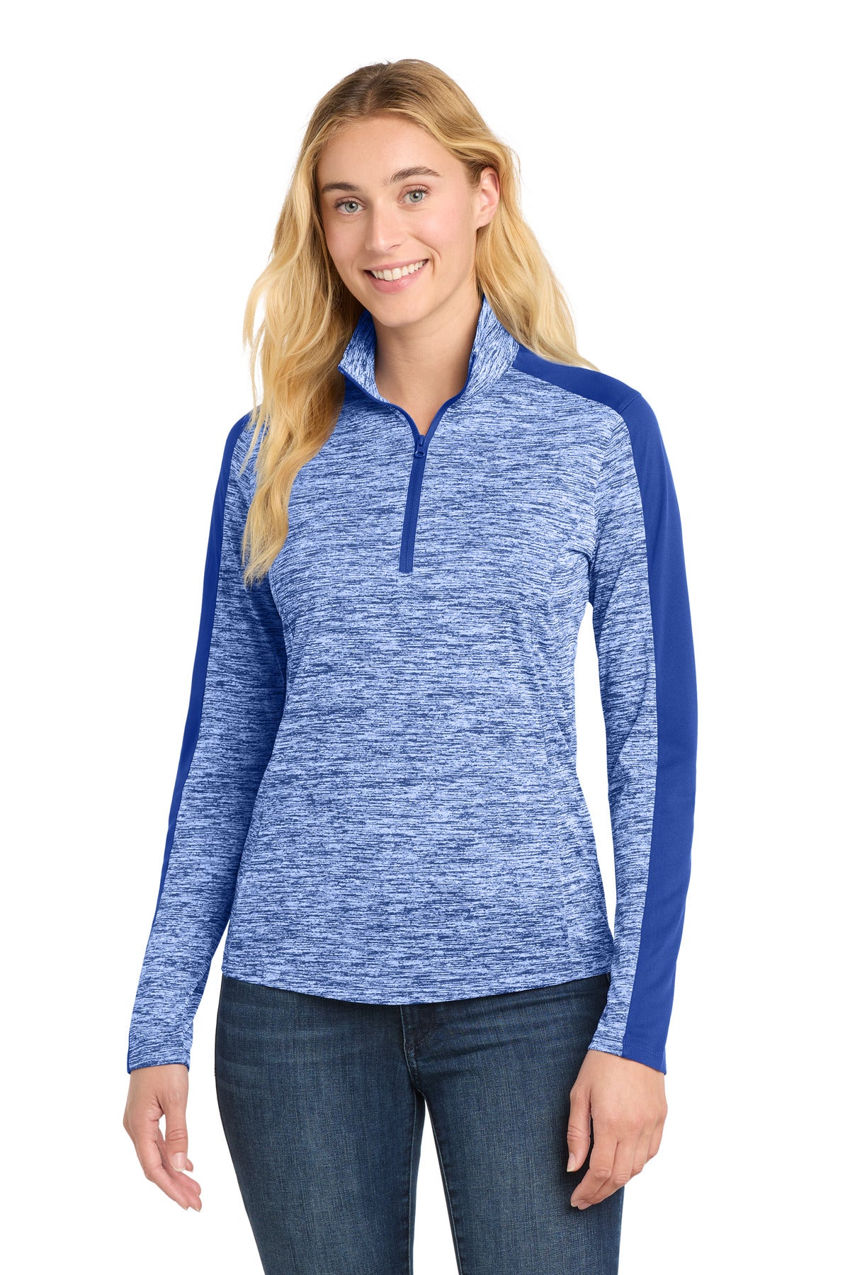 Sport-Tek® Women's PosiCharge® Electric Heather Colorblock 1/4-Zip Pullover