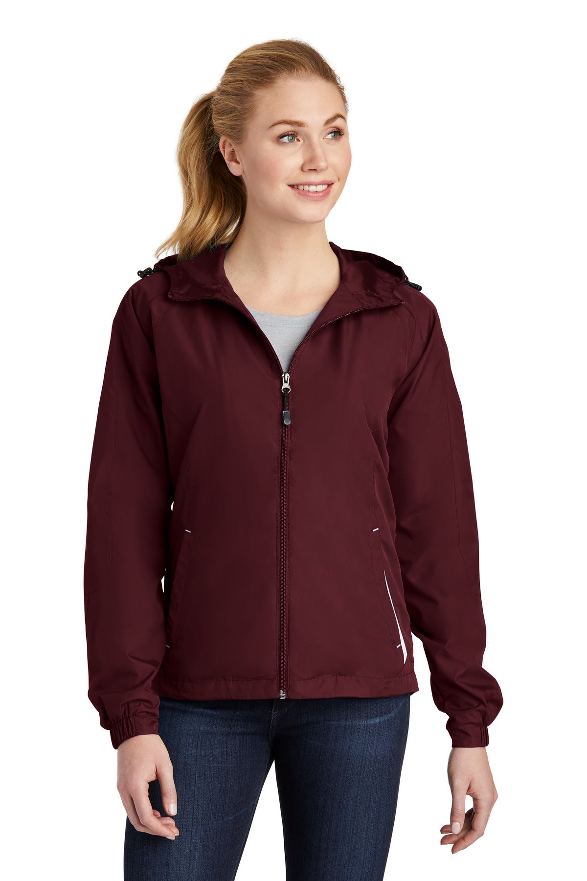 Sport-Tek? Women's Colorblock Hooded Raglan Jacket. LST