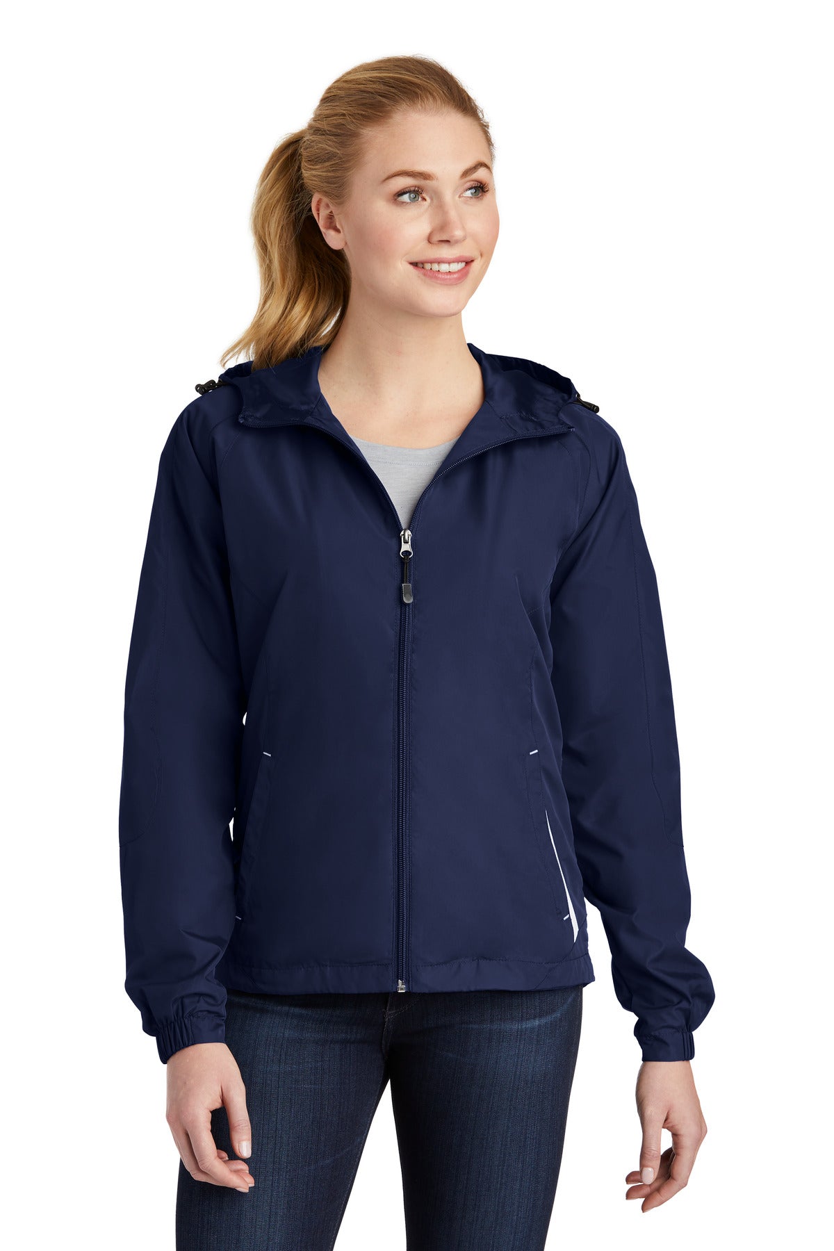 Sport-Tek? Women's Colorblock Hooded Raglan Jacket. LST