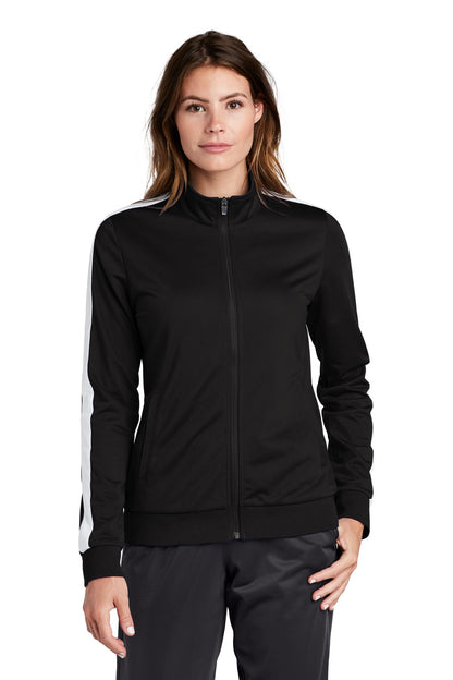 Sport-Tek ? Ladies Tricot Sleeve Stripe Track Jacket. L