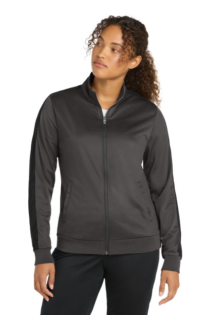 Sport-Tek ® Ladies Tricot Sleeve Stripe Track Jacket