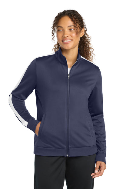 Sport-Tek ® Ladies Tricot Sleeve Stripe Track Jacket