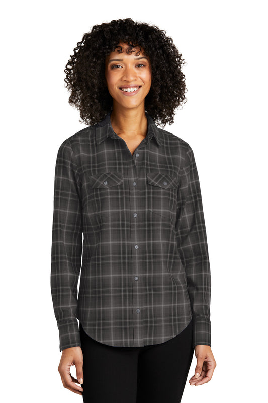 Port Authority? Women's Long Sleeve Ombre Plaid Shirt L