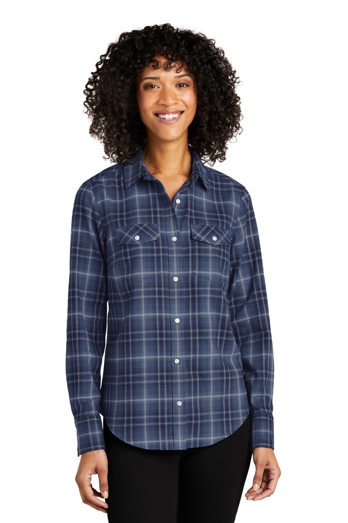 Port Authority? Women's Long Sleeve Ombre Plaid Shirt L