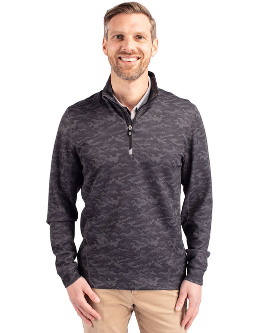 Cutter & Buck Traverse Stretch Eco Camo Print Quarter Zip Mens Big and Tall Pullover Big & Tall - BCK01081