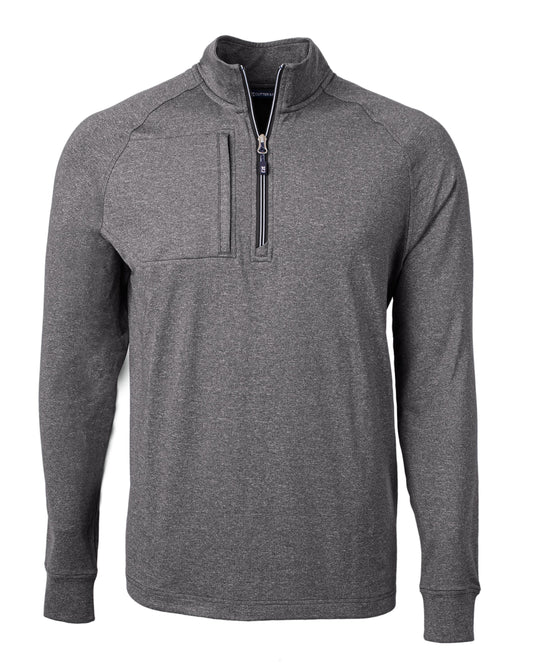 Cutter & Buck Adapt Recycled Soft Knit Stretch Mens Heathered Quarter Zip Pullover
