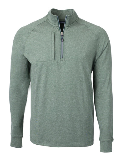 Cutter & Buck Adapt Recycled Soft Knit Stretch Mens Heathered Quarter Zip Pullover