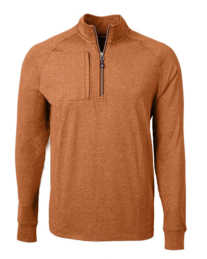 Cutter & Buck Adapt Recycled Soft Knit Stretch Mens Heathered Quarter Zip Pullover