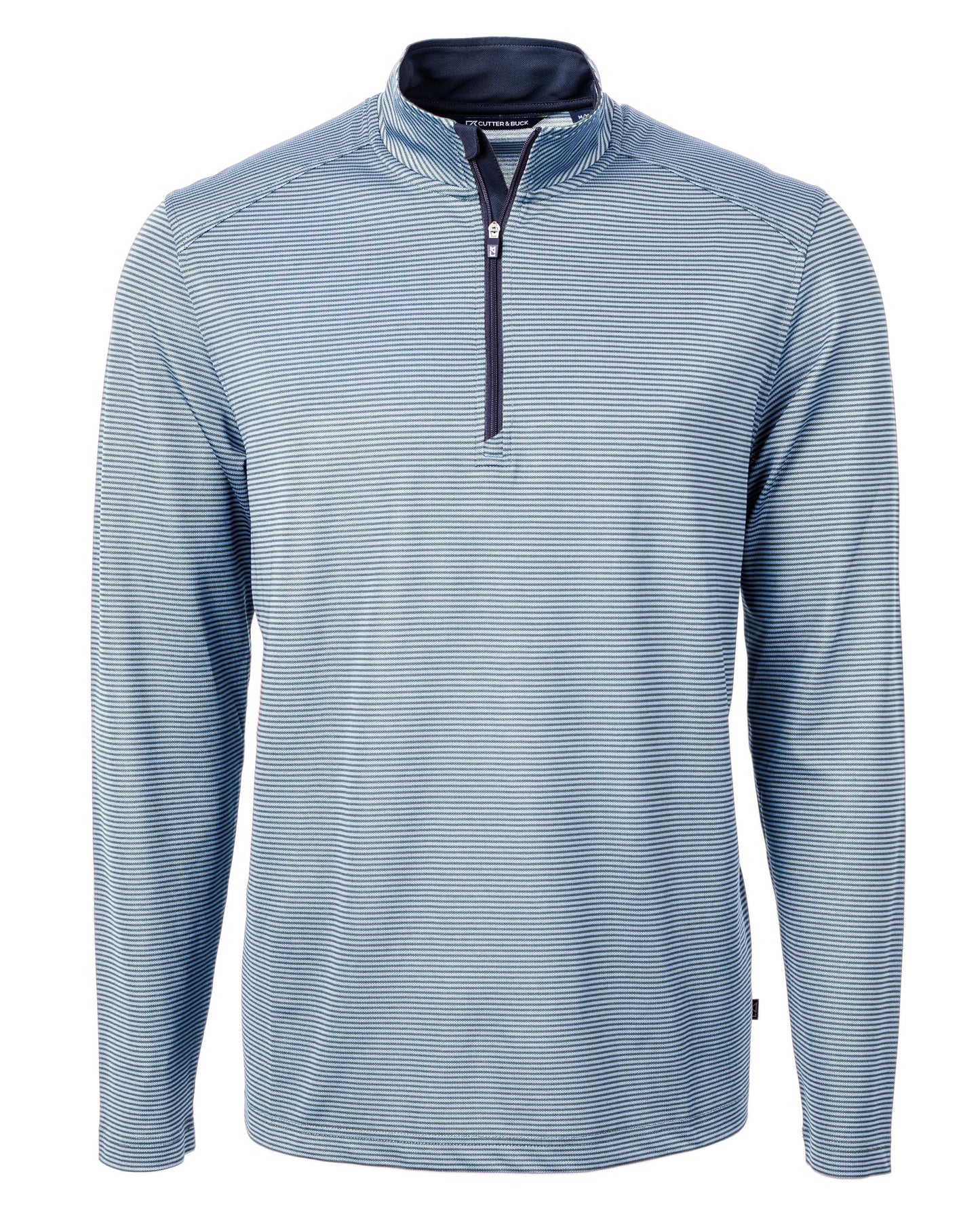 Cutter & Buck Virtue Recycled Micro Stripe Featherlight Pique Mens Quarter Zip Pullover