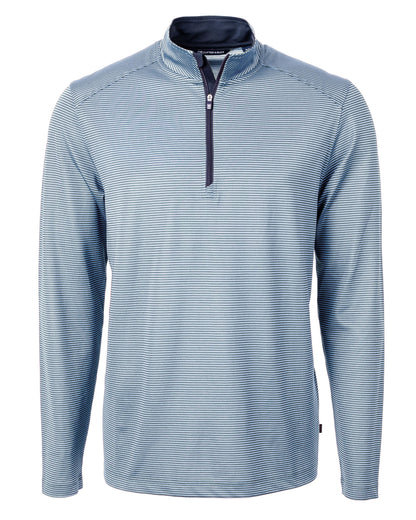 Cutter & Buck Virtue Recycled Micro Stripe Featherlight Pique Mens Quarter Zip Pullover
